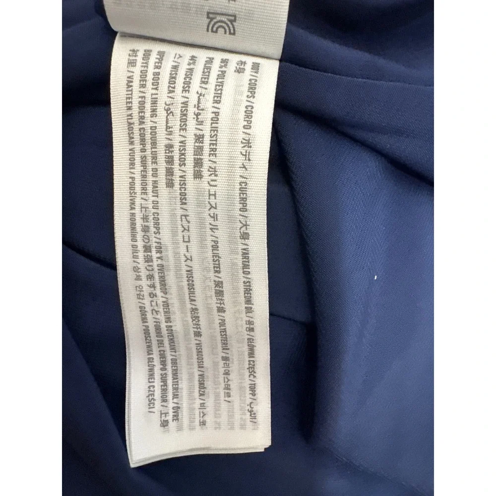 Abercrombie & Fitch Emerson Navy Blue Ruched Satin Maxi Dress Women's XS Petite